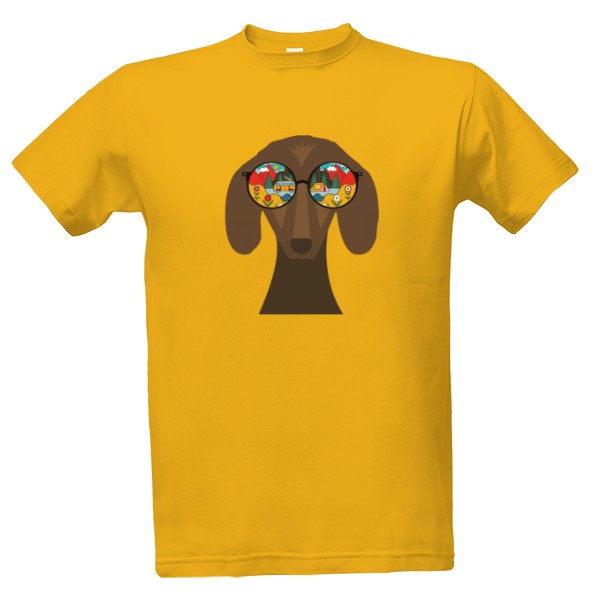 Tričko s potiskem Cool dachshund hippy jezevcik 