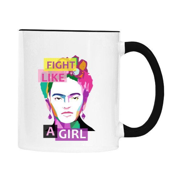 Hrnek malý barevný s potiskem Hrnek Frida Khalo Fight like a girl