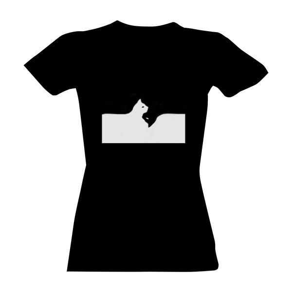 Tričko s potiskem Ying Yang kocky cats cerno bile triko minimalist 